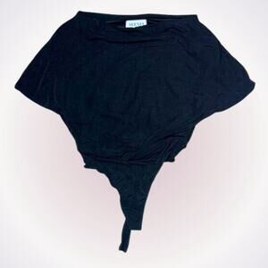 Alexia Admor Black Drape Sleeve Bodysuit | Sz M